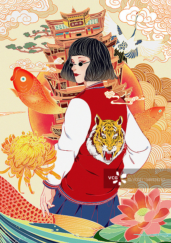 国潮少女图片素材