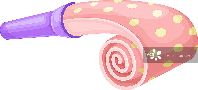 带圆点的粉色派对口哨，作为生日玩具图片素材