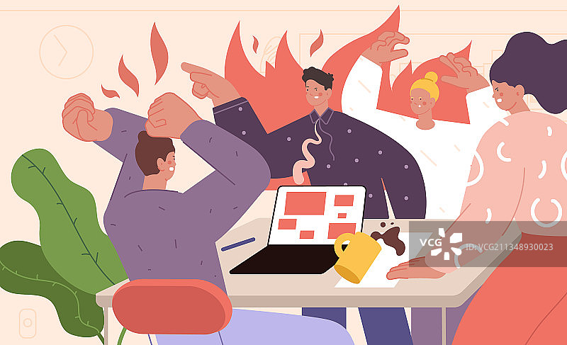 办公室冲突情绪表达概念图片素材