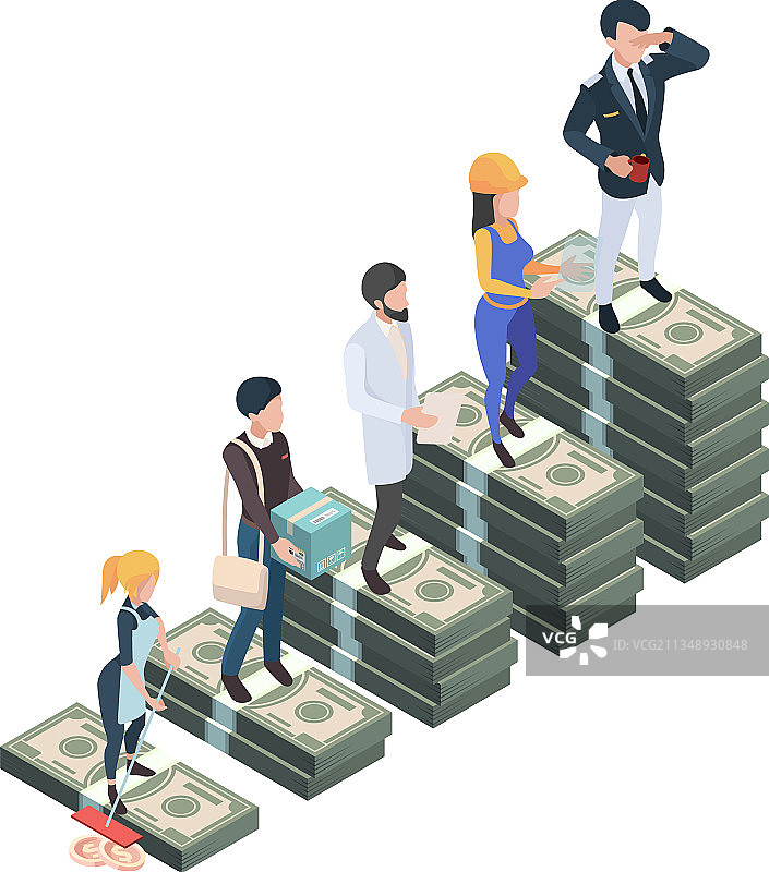 职业人士工资差异2.5D图图片素材