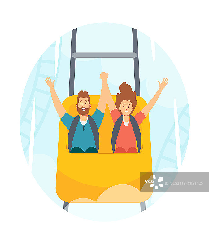 一家人乘坐过山车图片素材