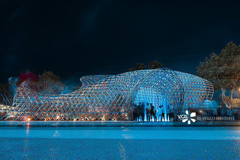 泰安盘古天地夜景图片素材