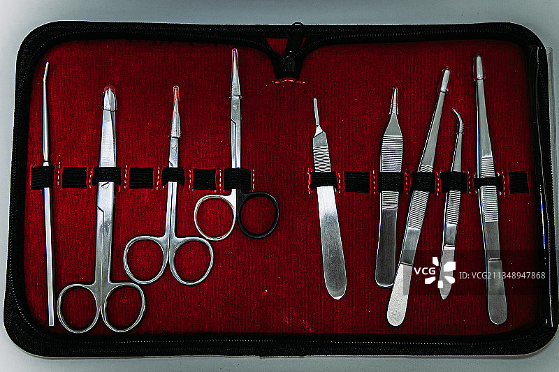 桌上的医疗设备俯视图图片素材