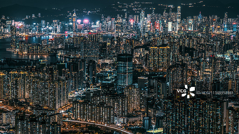 香港清水湾夜间城市景观鸟瞰图片素材