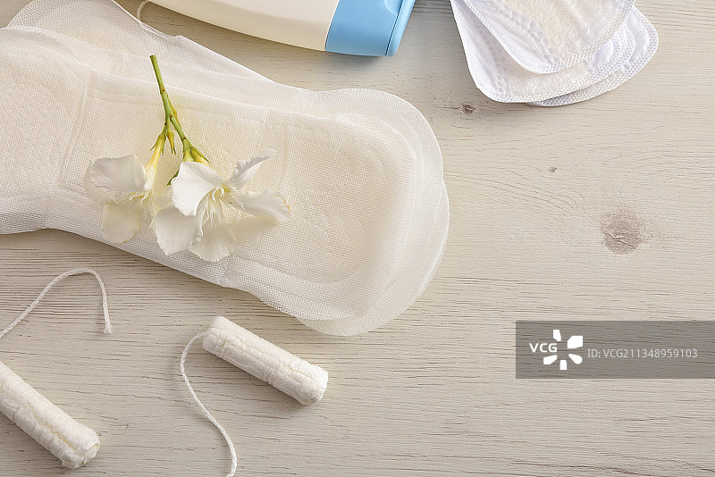 女性经期卫生用品顶部背景图片素材