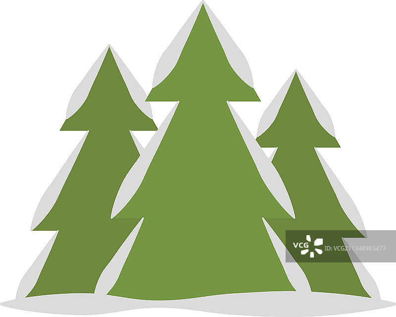 白色背景上覆盖着雪的圣诞树图片素材