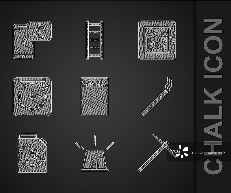 打开的火柴盒、火柴和闪光警报器素材图片素材