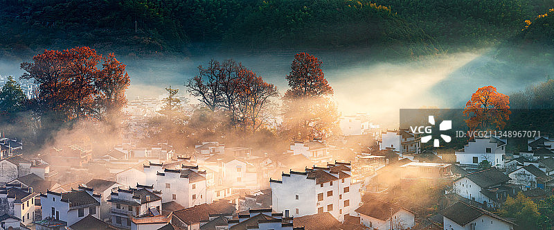 江西婺源石城绝美的秋季风光图片素材