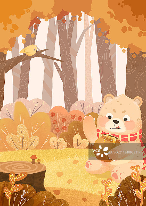 秋天的小熊图片素材