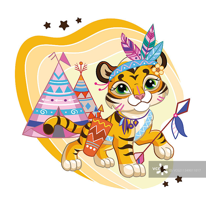 可爱卡通小老虎弓箭形象图片素材