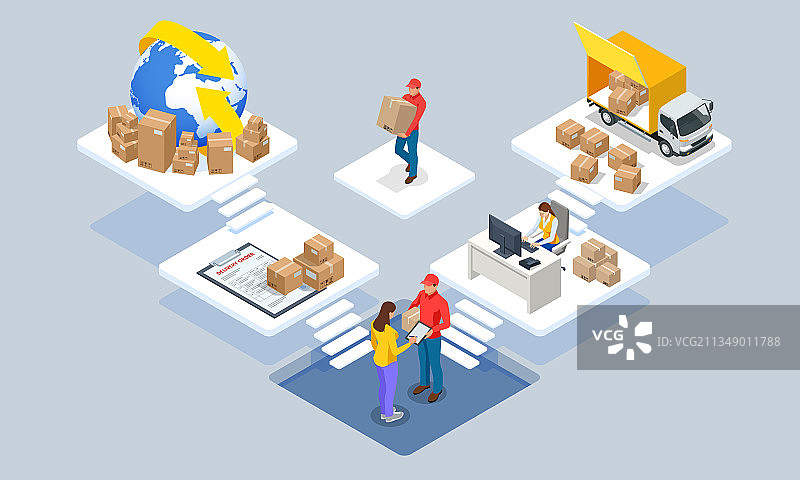 全球物流网络2.5D示意图图片素材