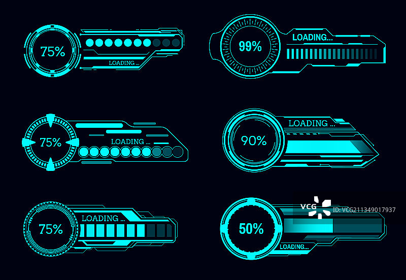 HUD未来主义进度条科幻界面图片素材