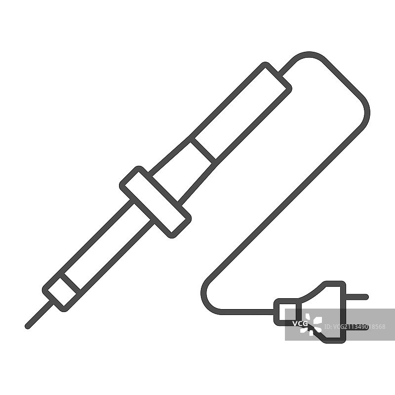 带插头的焊锡电烙铁细线图标图片素材