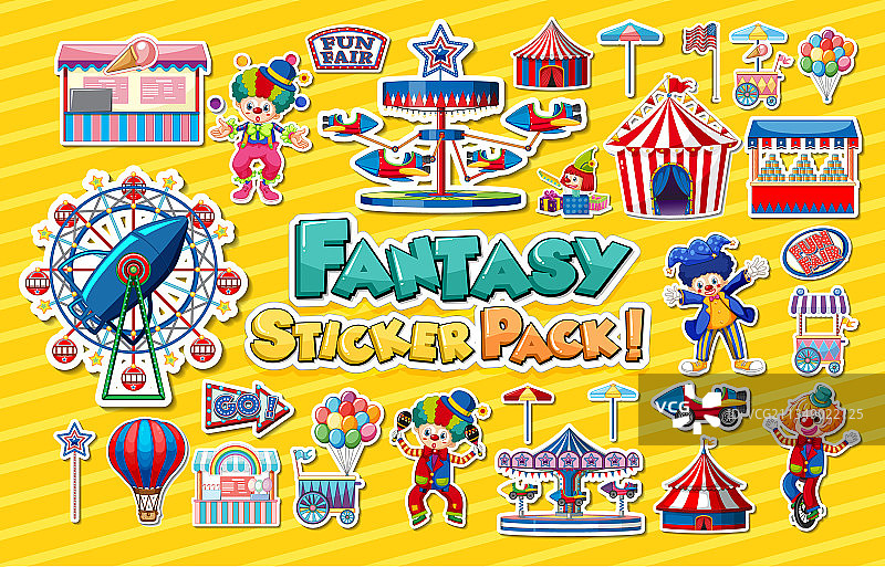游乐园贴纸套装图片素材