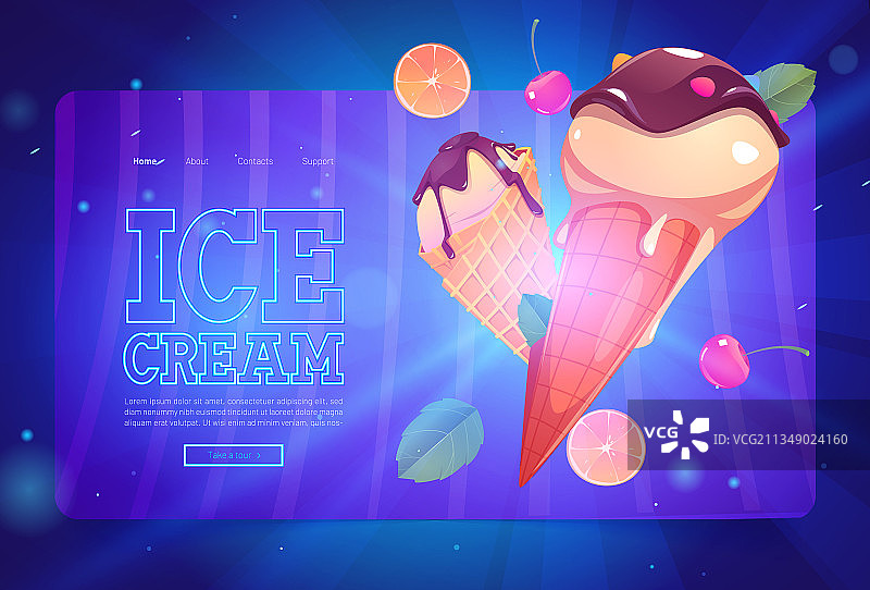 圣代华夫筒冰淇淋banner图片素材