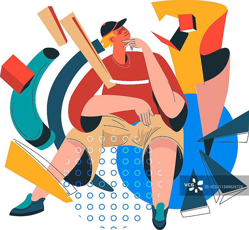 思考的男性角色抽象拼贴图片素材