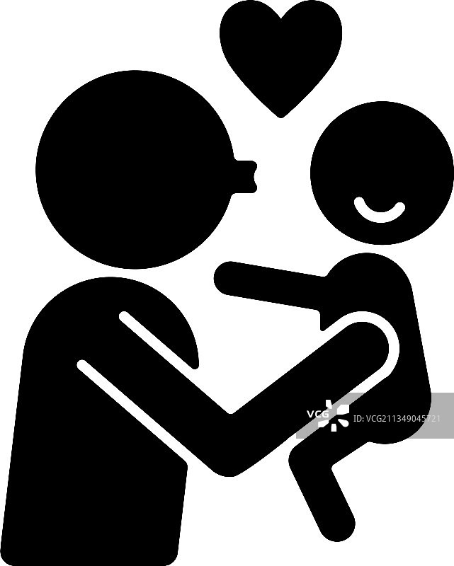 亲吻孩子脸颊的黑色标志图片素材