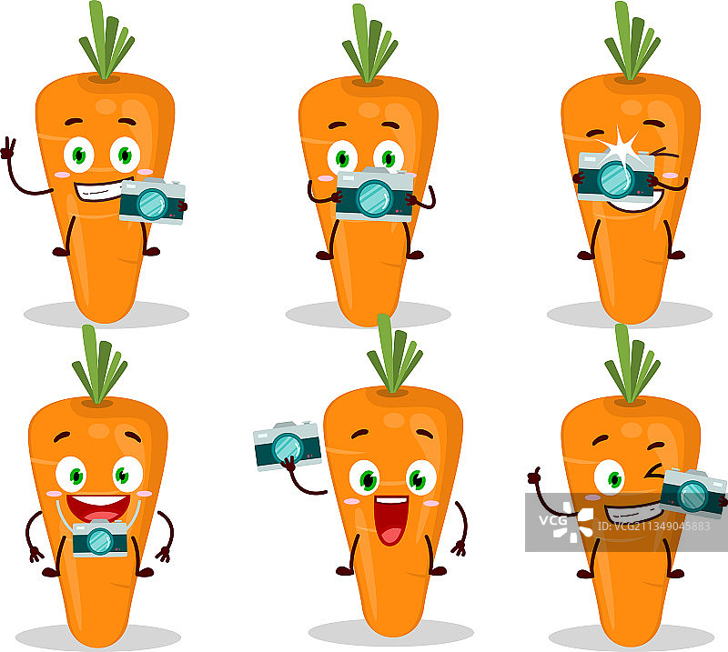 带有胡萝卜的摄影师职业表情符号图片素材