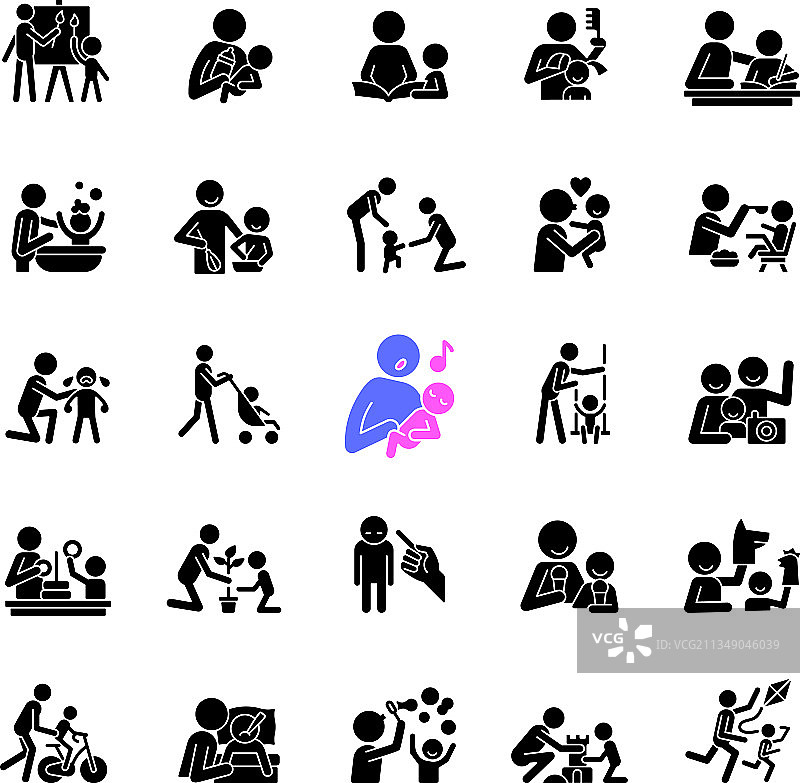 亲子互动黑色图标图片素材