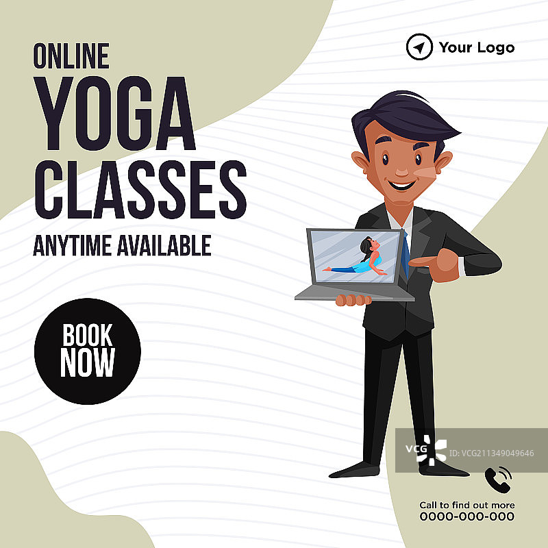 在线瑜伽课程banner设计图片素材