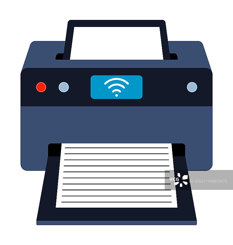 扁平风格的无线喷墨打印机透视图标图片素材