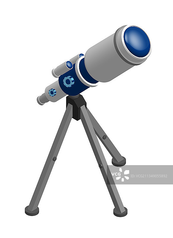 用于观测太空的三脚架2.5D望远镜图片素材