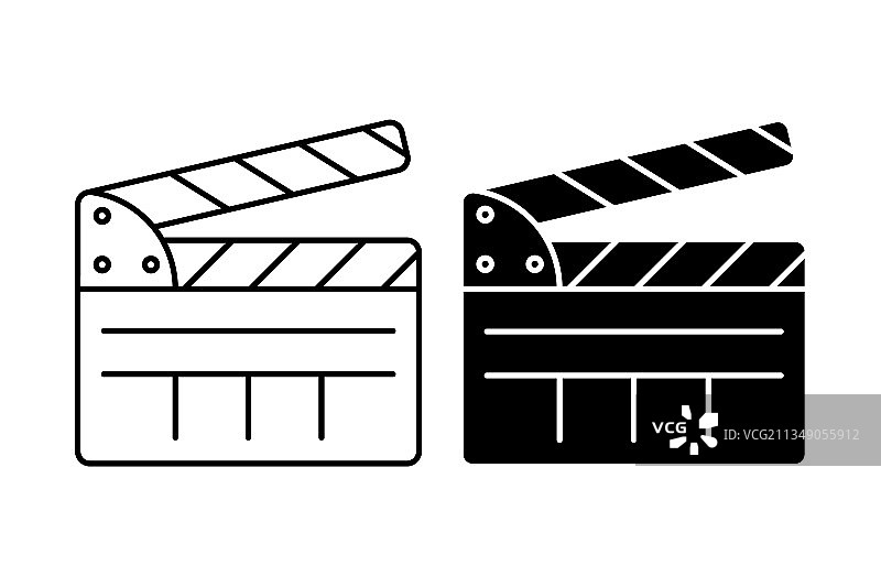 电影拍摄线性图标：场记板图片素材