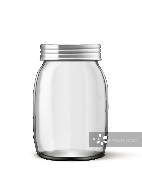 带金属盖的透明玻璃罐图片素材