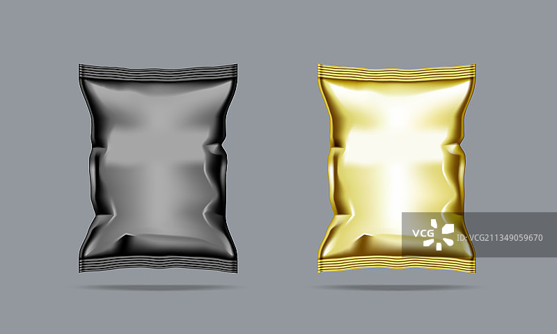 黑色塑料和金色箔皱纹包装袋图片素材