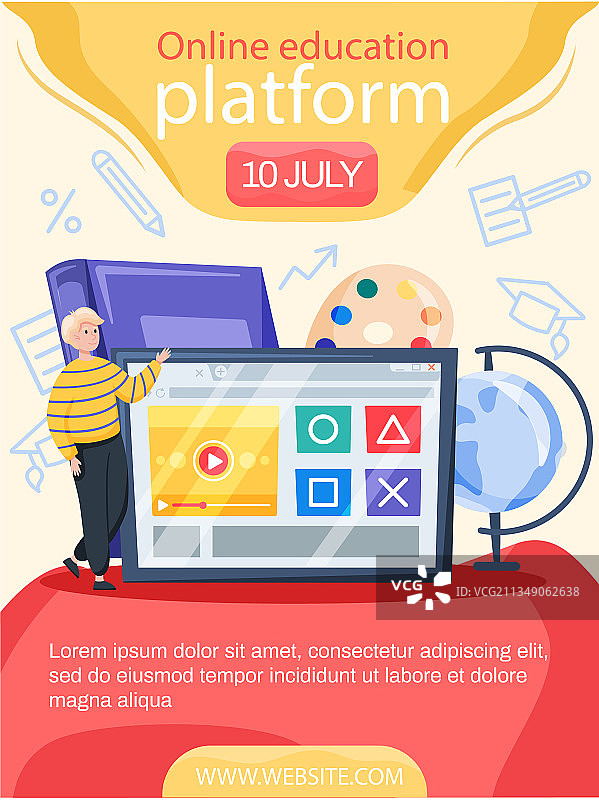 在家自学在线教育概念男人图片素材