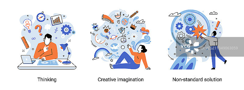 创意思考人群不同思维模式图片素材