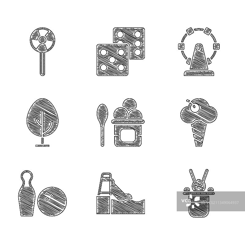 碗里的冰淇淋、水滑梯和魔术师帽子图片素材