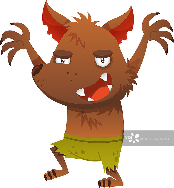 万圣节毛茸茸的狼人，带爪子和獠牙图片素材