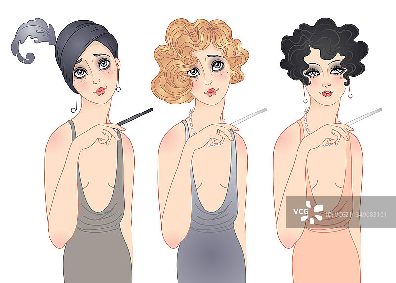 时髦女郎复古套装图片素材