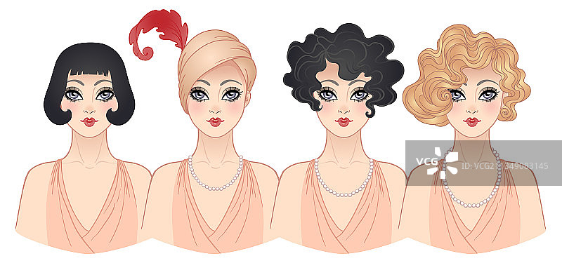 时髦女郎复古套装图片素材