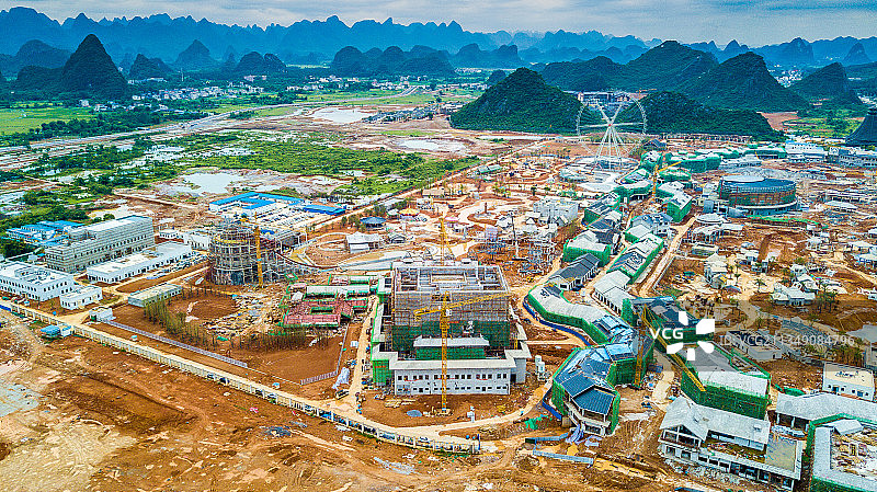 航拍桂林雁山区城市建筑风光图片素材