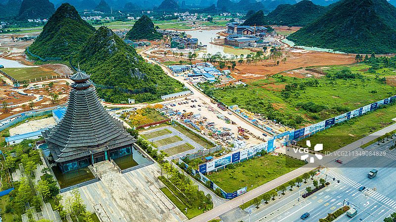 航拍桂林雁山区城市建筑风光图片素材