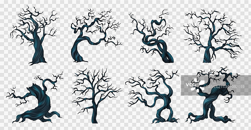 透明的树木套装图片素材