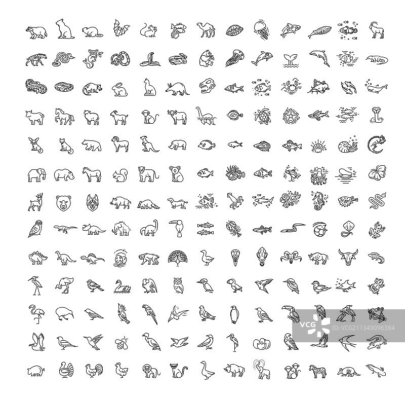 动物概念细线条图标合集图片素材