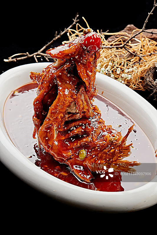 茄汁糖醋干炸鱼图片素材