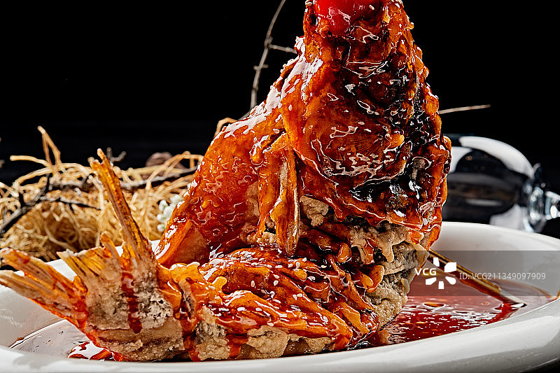 茄汁糖醋干炸鱼图片素材