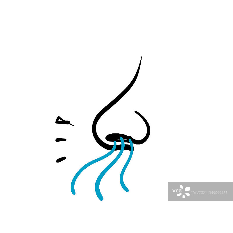 手绘涂鸦鼻子嗅觉图标图片素材
