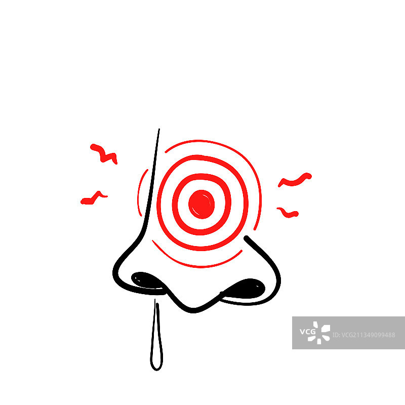 手绘涂鸦鼻子疼痛图标图片素材