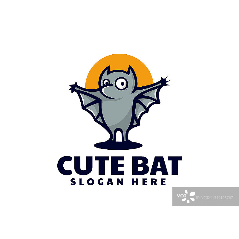 可爱蝙蝠吉祥物卡通风格logo图片素材