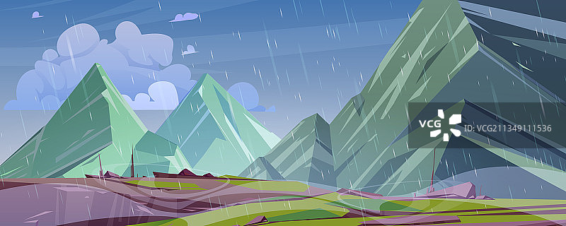 有风雨的山景图片素材