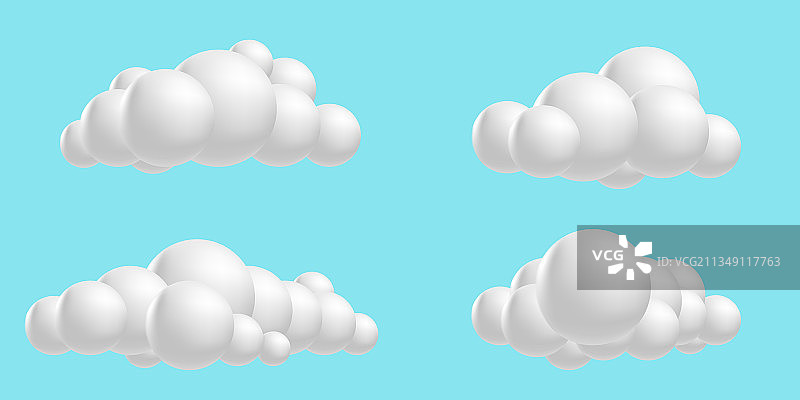 3D卡通柔软蓬松云朵合集图片素材