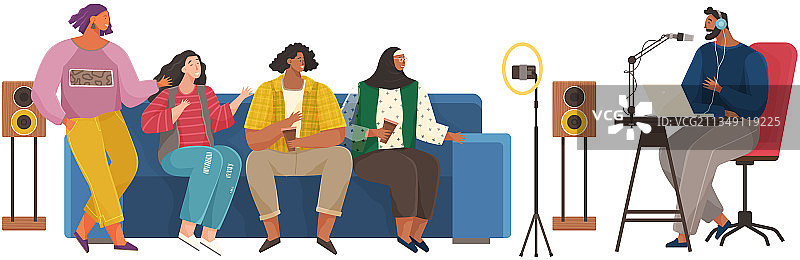 制作直播访谈节目：电台主持人采访图片素材