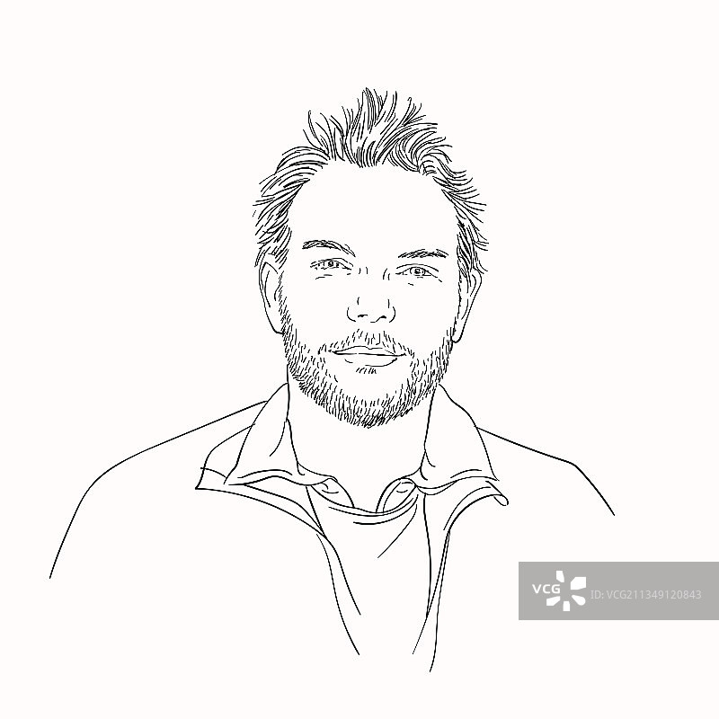 未刮胡子的蓬乱帅哥肖像图片素材