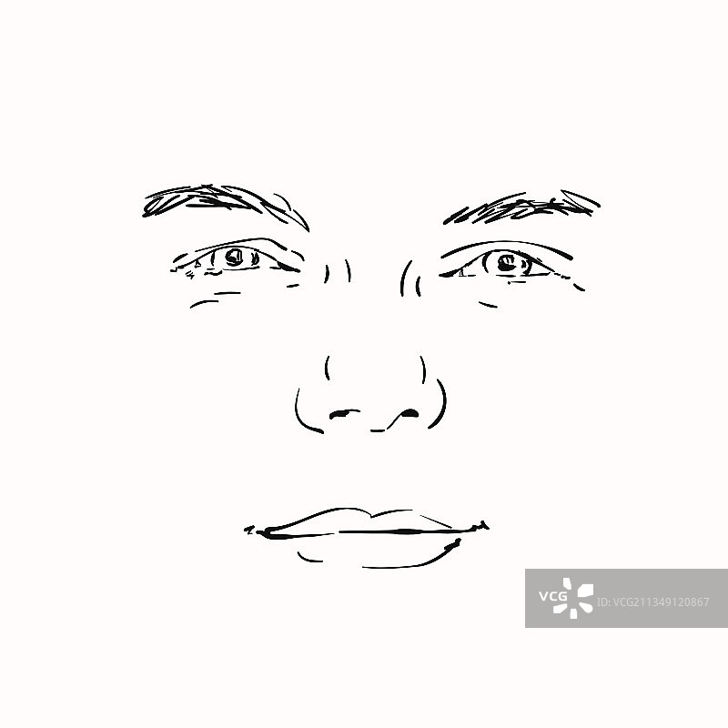 手绘快乐男人面部速写图片素材