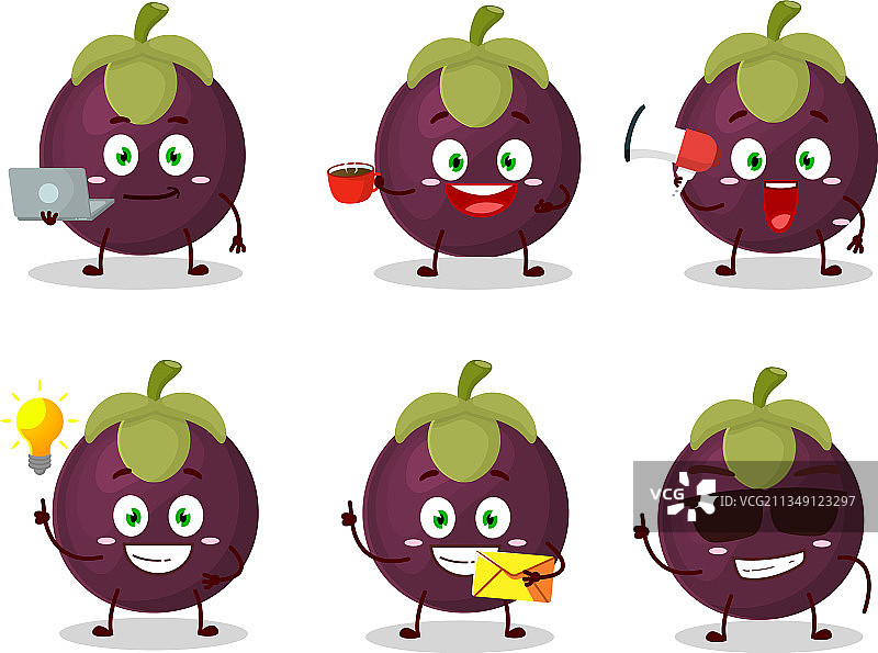 各种类型的山竹卡通形象图片素材